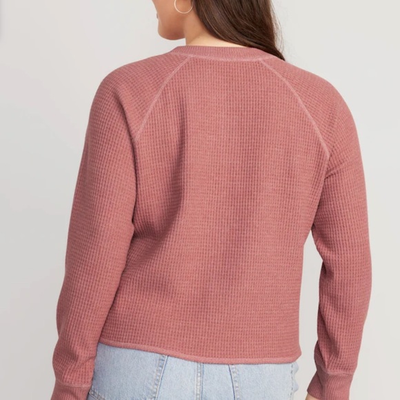 NWT OLD NAVY Waffle-Knit Henley Top Color: Dusty Pink - Picture 6 of 7